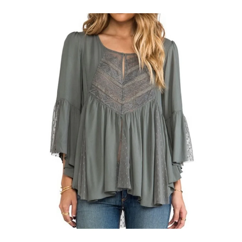 NWT Women's Free People Blouse Size S Green